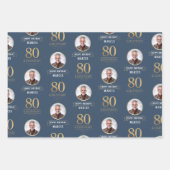 Elegante Navy & Gold 80e en legendarische verjaard Inpakpapier Vel (Voorkant 2)