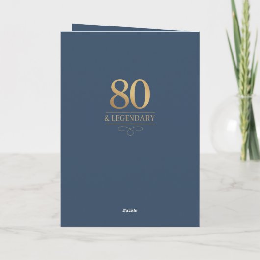 Elegante Navy & Gold 80e en legendarische verjaard Kaart (Achterkant)