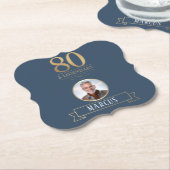 Elegante Navy & Gold 80e en legendarische verjaard Kartonnen Onderzetters (Gekanteld)