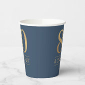 Elegante Navy & Gold 80e en legendarische verjaard Papieren Bekers (Links)