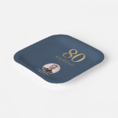 Elegante Navy & Gold 80e en legendarische verjaard Papieren Bordje (Gebogen)