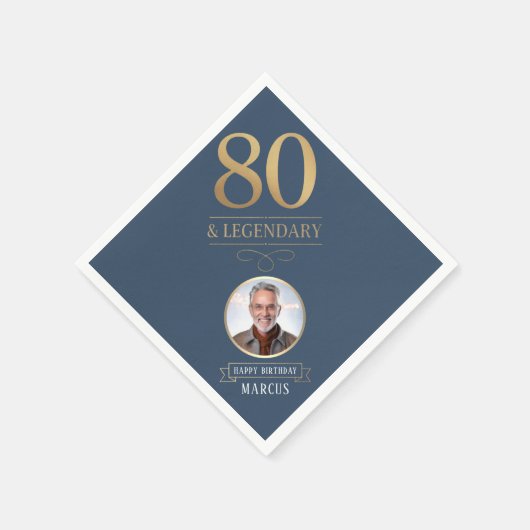 Elegante Navy & Gold 80e en legendarische verjaard Servet (Hoek)