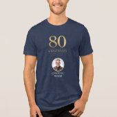 Elegante Navy & Gold 80e en legendarische verjaard Tri-Blend Shirt (Voorkant)