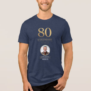 Elegante Navy & Gold 80e en legendarische verjaard Tri-Blend Shirt