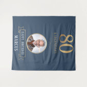 Elegante Navy & Gold 80e en legendarische verjaard Wandkleed (Voorkant (horizontaal))