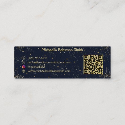 Elegante Navy Gold Afstuderen QR-code Contactkaartje (Achterkant)