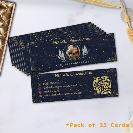 Elegante Navy Gold Afstuderen QR-code Contactkaartje