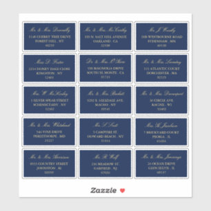 Elegante Navy & Gold bruiloft individueel adres Sticker