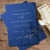 Elegante Navy Gold bruiloft uitnodiging, minimalis Kaart