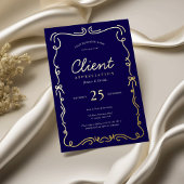 Elegante Navy & Gold Corporate Klantwaardering Folie Uitnodiging