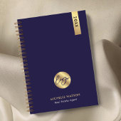 Elegante Navy & Gold Custom Business Logo 2025 Planner
