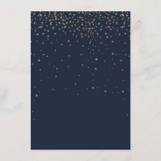 Elegante Navy & Gold Falling Stars Trouwmenu Menu (Achterkant)
