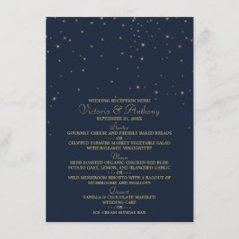 Elegante Navy & Gold Falling Stars Trouwmenu Menu