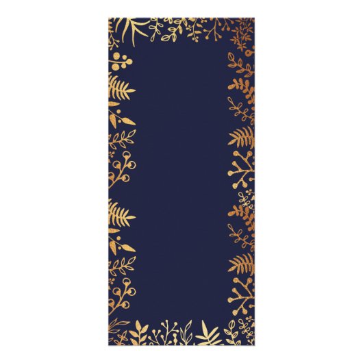 Elegante Navy & Gold Floral Wedding Menu (Achterkant)