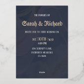 Elegante Navy Gold Foil Bloemen Uitnodigen Folie Uitnodiging (Achterkant)