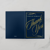 Elegante Navy Gold Foil Hartelijke dank u kaart (Buiten Laag)