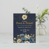 Elegante Navy Gold Foil Wedding Briefkaart (Staand Voorkant)