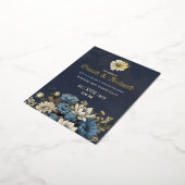 Elegante Navy Gold Foil Wedding Briefkaart (Gedraaid)