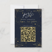 Elegante Navy Gold Graduation Party QR-code RSVP Kaartje (Achterkant)