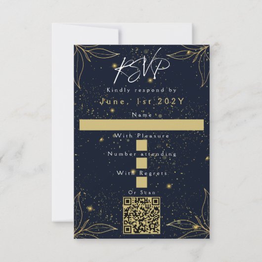 Elegante Navy Gold Graduation Party RSVP Kaartje (Achterkant)