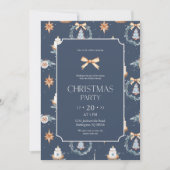 Elegante Navy & Gold kerstfeest uitnodiging (Voorkant)