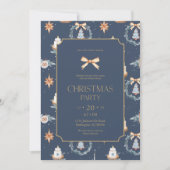Elegante Navy & Gold kerstfeest uitnodiging (Voorkant)
