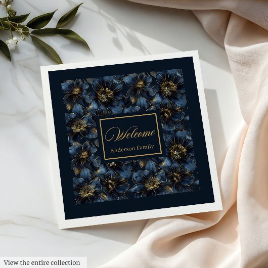 Elegante Navy Gold Napkins Custom Naam Gift Idee Servet
