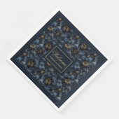 Elegante Navy Gold Napkins Custom Naam Gift Idee Servet (Hoek)