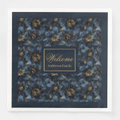Elegante Navy Gold Napkins Custom Naam Gift Idee Servet (Voorkant)