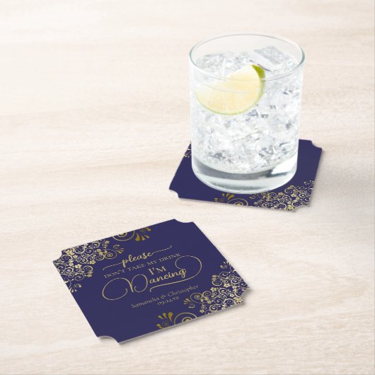 Elegante Navy & Gold niet nemen mijn Drink bruilof Kartonnen Onderzetters (Insitu)