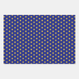 Elegante Navy Gold Polka Dot Gift Wrapping Paper