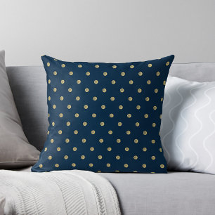 Elegante Navy & Gold Polka Dot Glam Accent Kussen