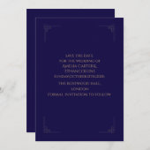 Elegante Navy & Gold Save the Date kaart (Voorkant / Achterkant)