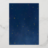 Elegante Navy & Gold Stars Celestial Save the Date Folie Uitnodiging (Achterkant)