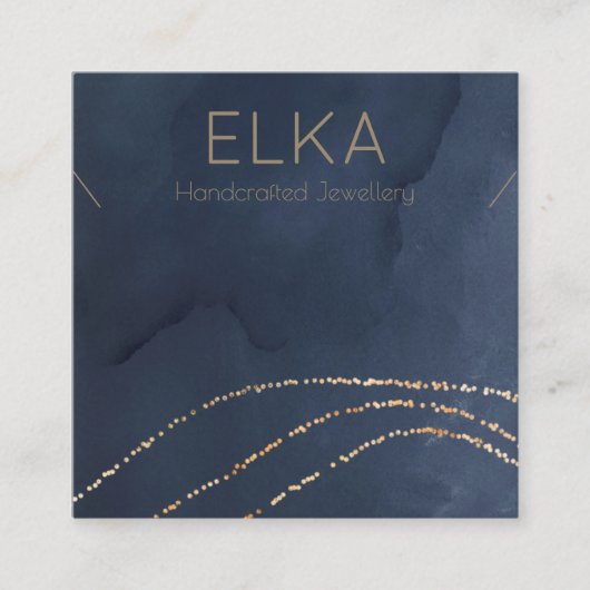 Elegante Navy & Gold Stippen Vierkante KettingDisp Vierkante Visitekaartje (Voorkant)