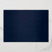 Elegante Navy Gold Tree Kerstfeest Folie Uitnodiging (Achterkant)