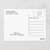 Elegante Navy & Gold Vallende Sterren Bruiloft Bed Briefkaart (Achterkant)