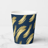 Elegante Navy Gold Verjaardag Viering Papieren Cup Bekers (Voorkant)