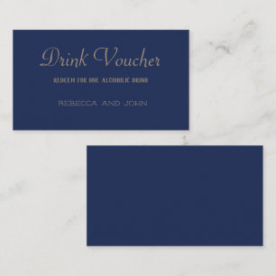 Elegante Navy Gold Wedding Drink Voucher Kaart Visitekaartje
