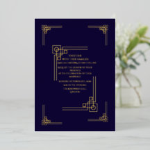 Elegante Navy & Goud Art Deco Persoonlijk