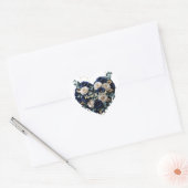 Elegante Navy Goud Bloem Monogram Hart Sticker (Envelop)