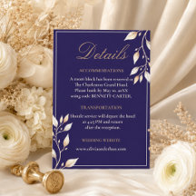 Elegante Navy Goud Botanische Trouwdetails