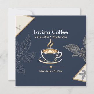 Elegante Navy Goud Coffee Shop Bedankkaart