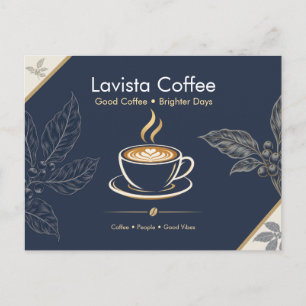 Elegante Navy Goud Coffee Shop Bedankkaart Briefkaart