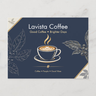Elegante Navy Goud Coffee Shop Bedankkaart Briefkaart