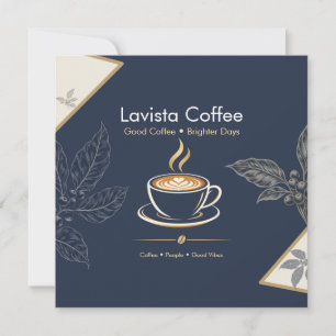 Elegante Navy Goud Coffee Shop Bedankkaart Kaart