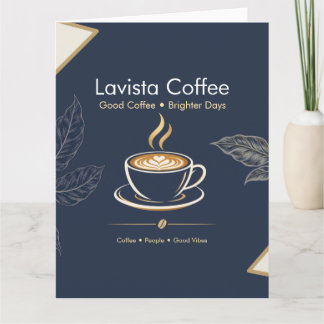 Elegante Navy Goud Coffee Shop Bedankkaart Kaart