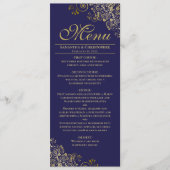 Elegante Navy & Goud Downloadbare Trouwmenu Kaart (Voorkant)