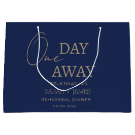 Elegante Navy & Goud Eén dag verwijderd huwelijksf Groot Cadeauzakje