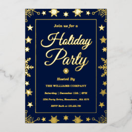 Elegante Navy Goud Folie Bedrijfs Kerstfeest Uitnodiging